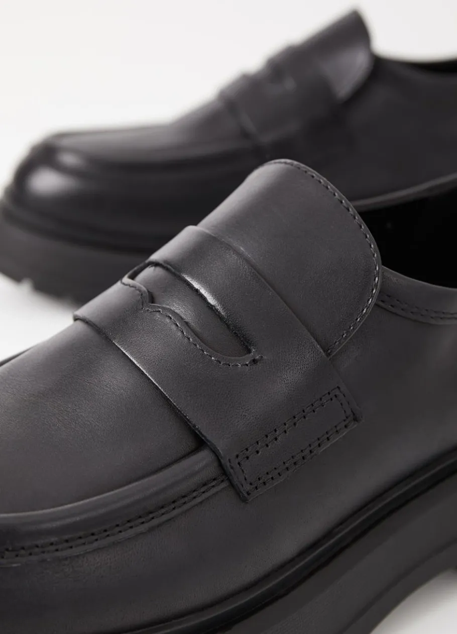 Loaferit<Vagabond Jeff Loafer Musta Nahka