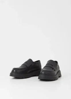 Loaferit<Vagabond Jeff Loafer Musta Nahka