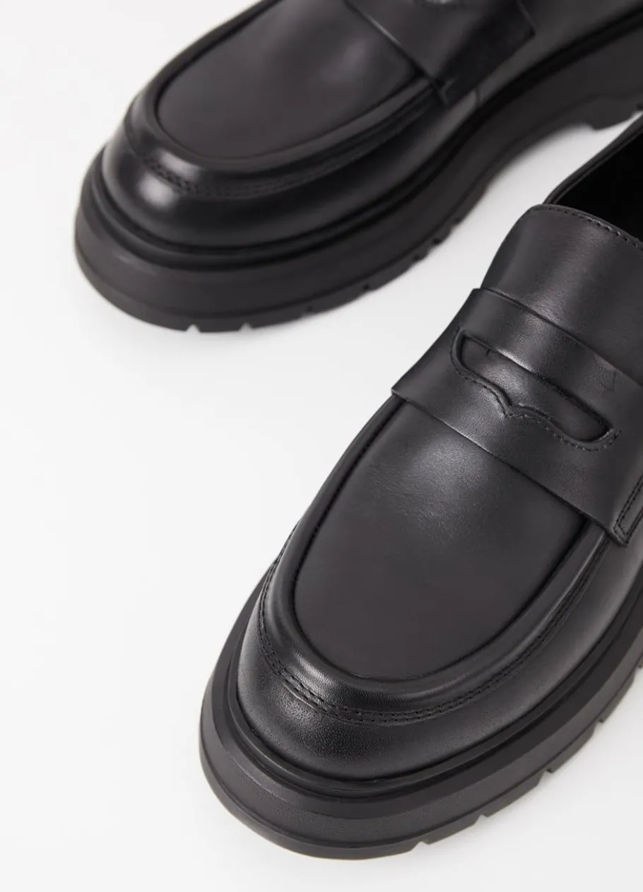 Loaferit<Vagabond Jeff Loafer Musta Nahka