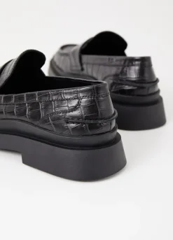 Juhlakengät<Vagabond Mike Loafer Musta Croc Embossed Leather